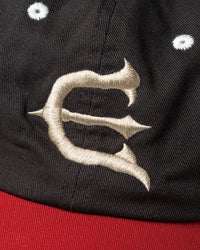 Evisen Skateboards One Up 6 Panel Hat Dark Grey / Red front embroidery detail