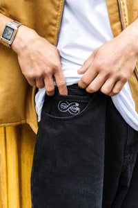Magenta Skateboards OG Denim Jeans Black model pocket detail