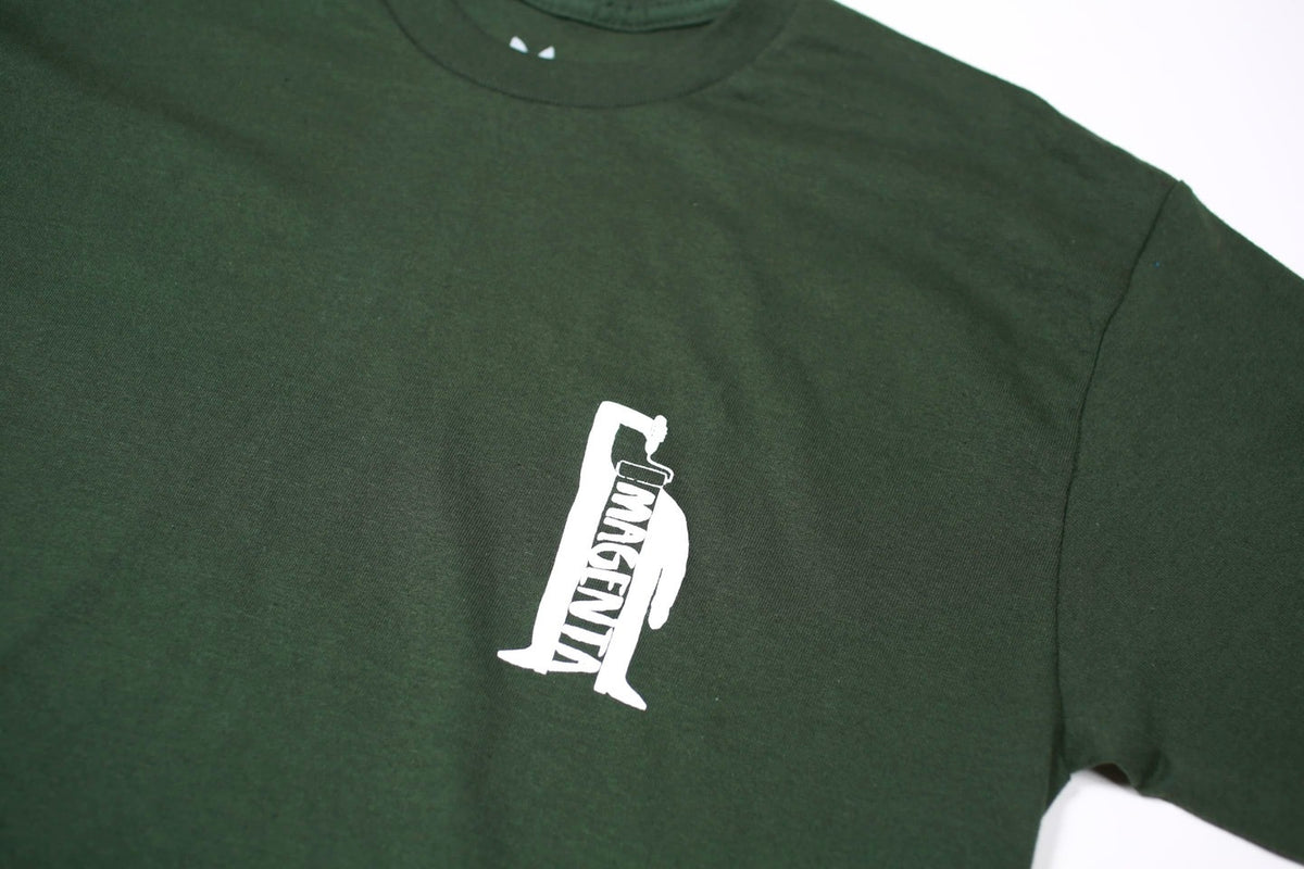 Magenta Skateboards Paint Tee Green front detail