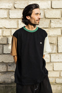 Magenta Skateboards Panels Tee Black on model