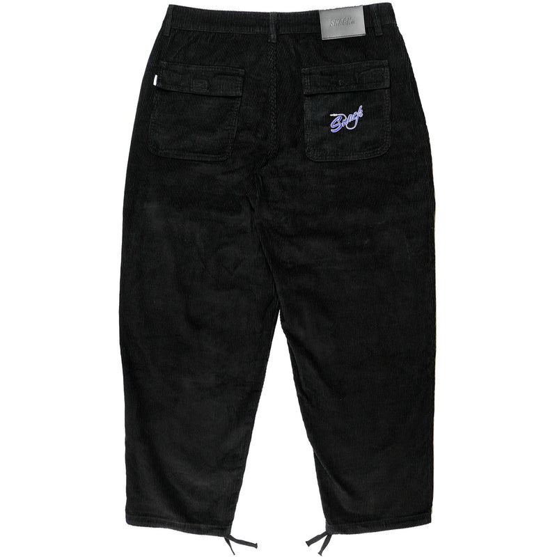 Snack Mic Check Corduroy Pants Black back laying flat