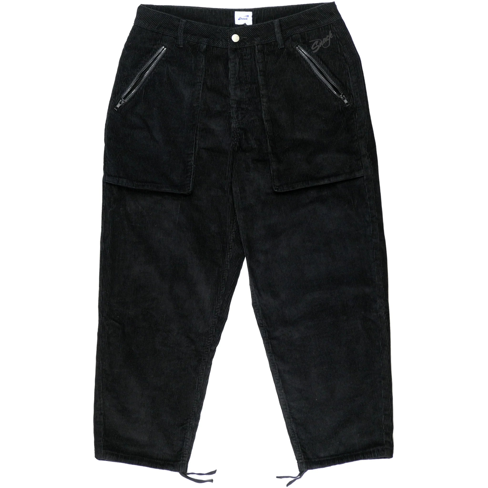 Snack Mic Check Corduroy Pants Black front flat