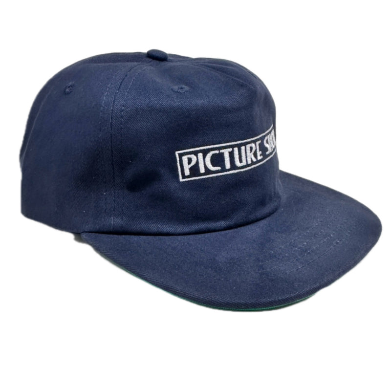 Picture Show Skateboards VHS Logo Strapback Short Brim Hat Navy