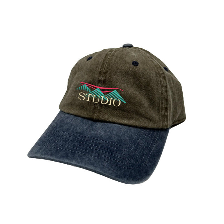 Studio Skateboards Summit 6 Panel Strapback Hat Olive / Navy