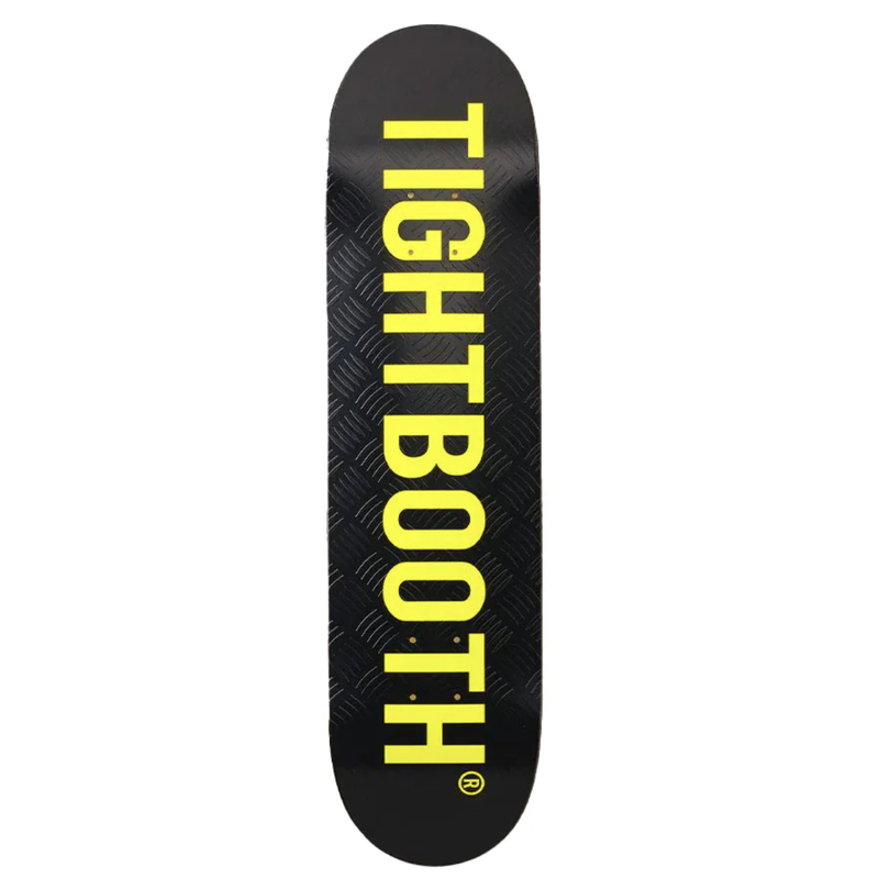 Tightbooth LOGO Black / Safety Yellow Skateboard Deck front