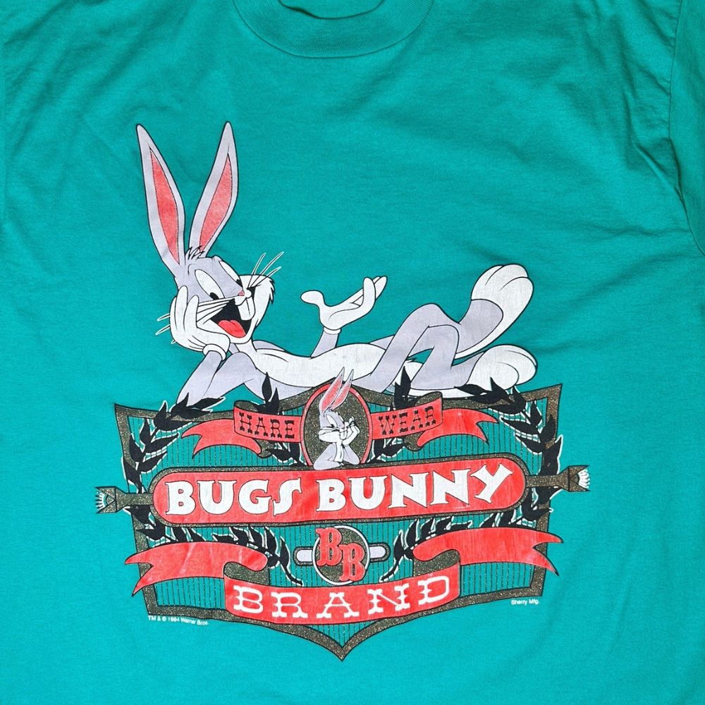 Vintage Bugs Bunny 90s Single Stitch Tee Teal XL detail