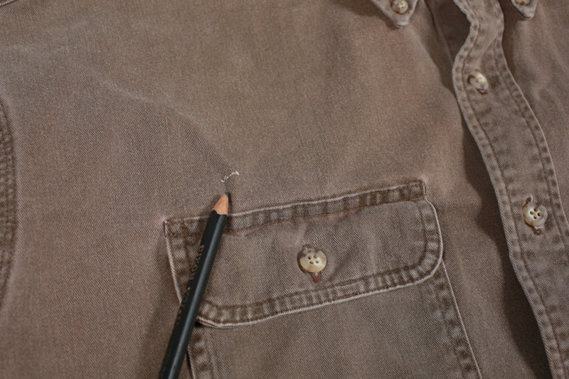 Vintage Carhartt 90's Workshirt Brown XXL paint above left pocket