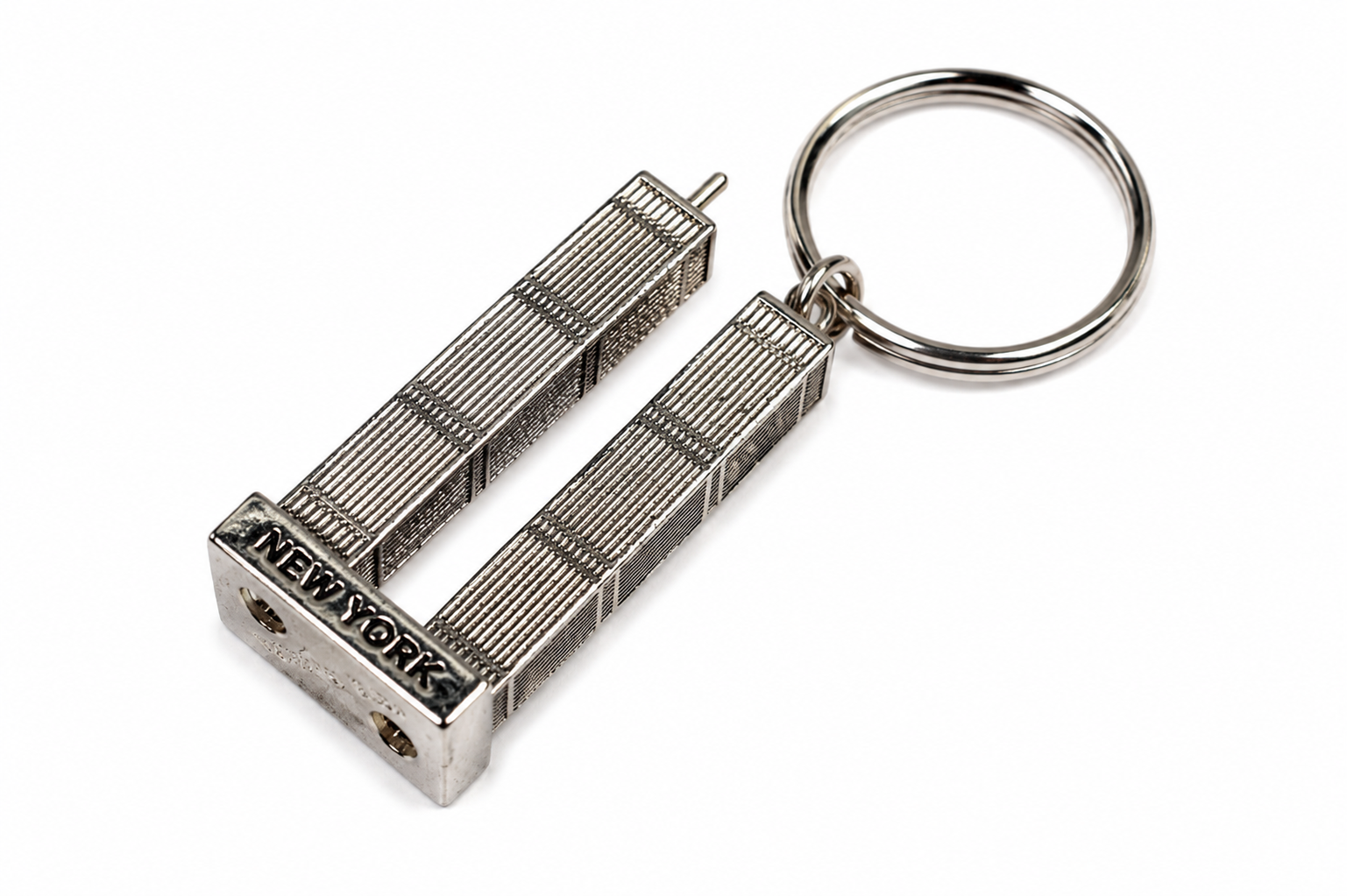 Vintage Twin Towers NYC World Trade Center Keychain angle