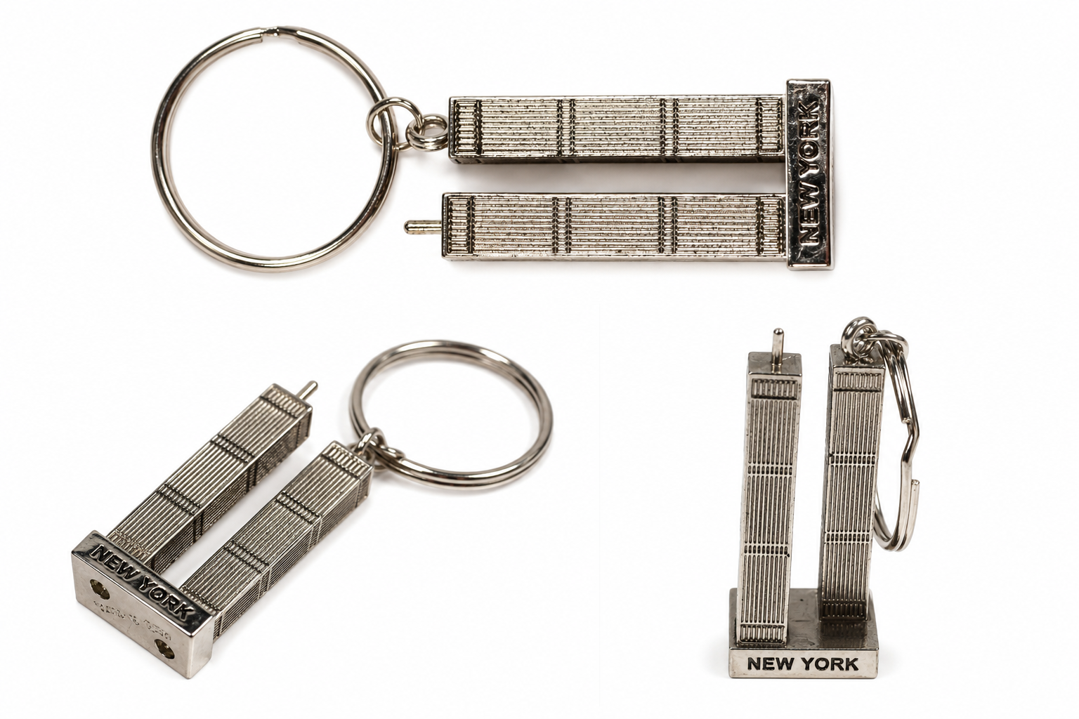 Vintage Twin Towers NYC World Trade Center Keychain collage