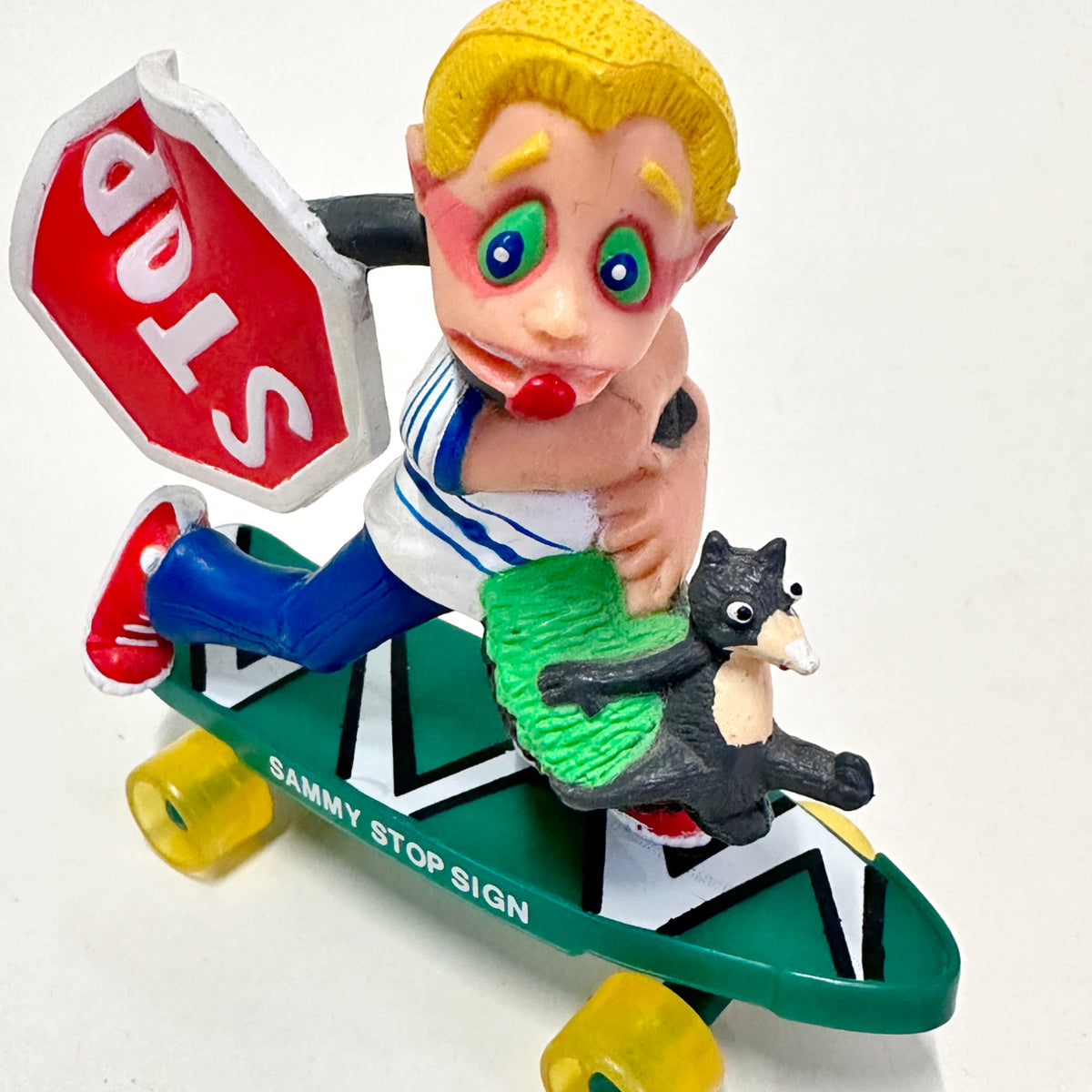 Vintage Skateboard Smack Ups Sammy Stop Sign Skateboarding Toy 1986 front detail