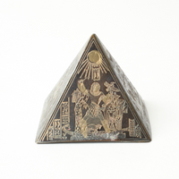 Vintage Small Brass Etched Pyramid with Heiroglyphics side 3