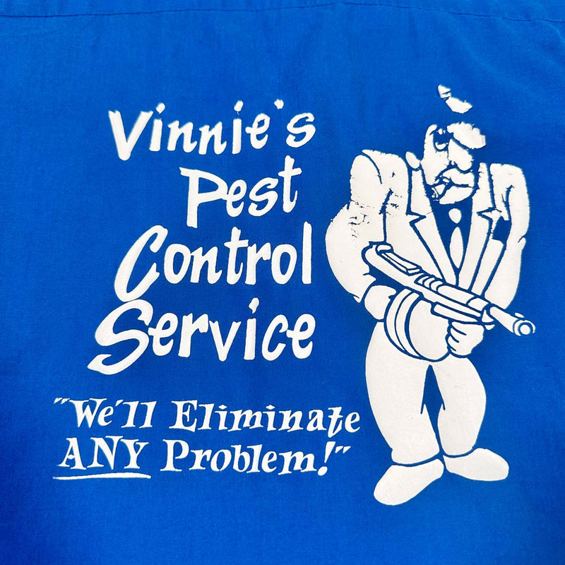 Vintage Vinnie's Pest Control Bowling Shirt Blue M