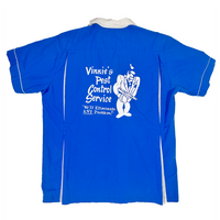 Vintage Vinnie's Pest Control Bowling Shirt Blue M