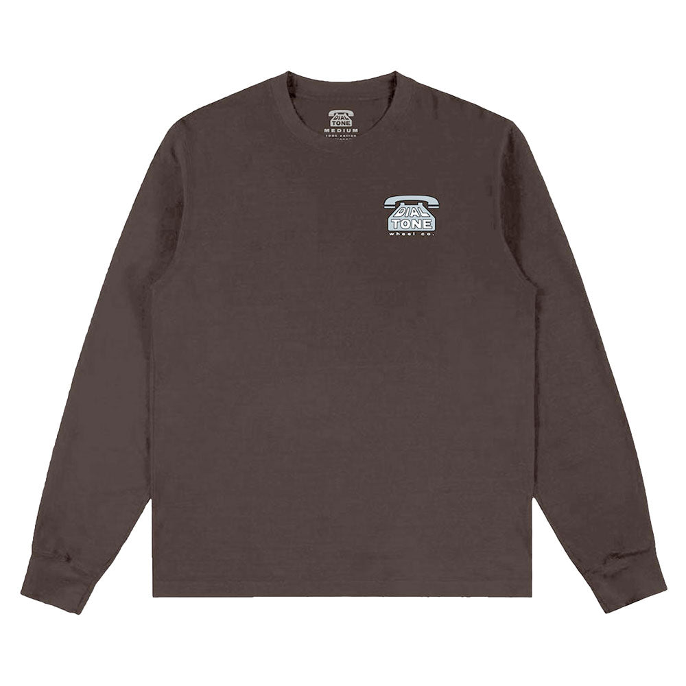 Dial Tone Wheel Co Dial Logo Longsleeve Tee Dark Chocolate Brown