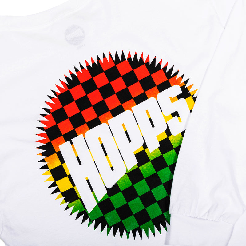 Hopps Skateboards Sun Logo Checkered Fade Longsleeve Tee White Back Detail