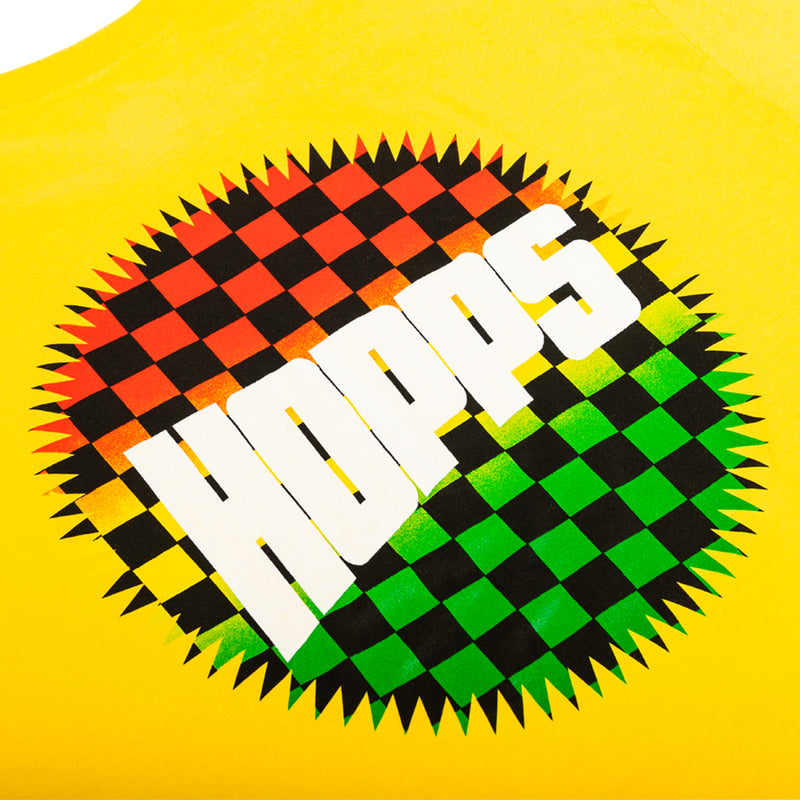 Hopps Skateboards Hopps Sun Logo Checkered Fade Tee Yellow Back Detail
