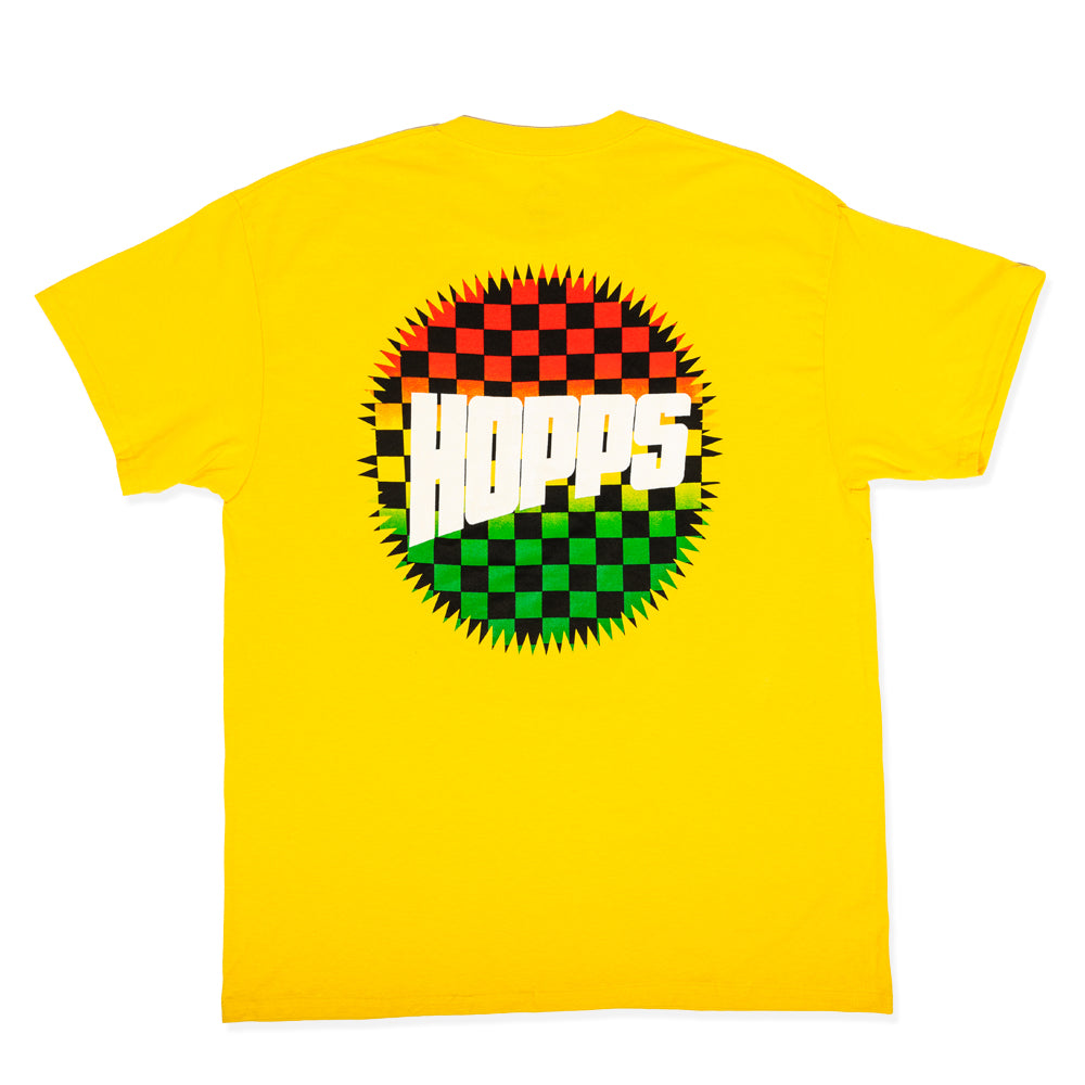 Hopps Skateboards Hopps Sun Logo Checkered Fade Tee Yellow Back