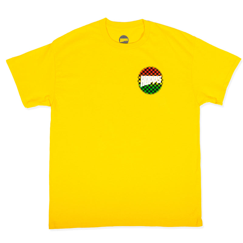 Hopps Skateboards Hopps Sun Logo Checkered Fade Tee Yellow Front