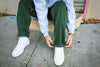 Theories Plaza Jeans Hunter Green w White Contrast Stitch Prebook