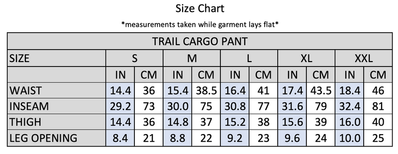 Trail Cargo Size Chart