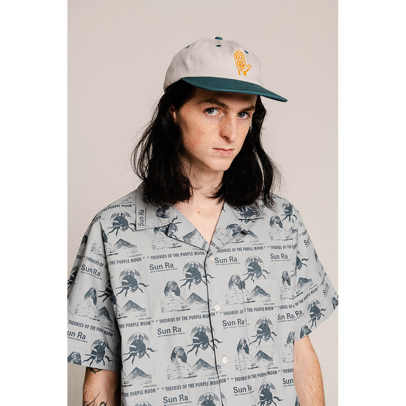 THEORIES VACATION SHIRT SLATE BUTTON UP model 1