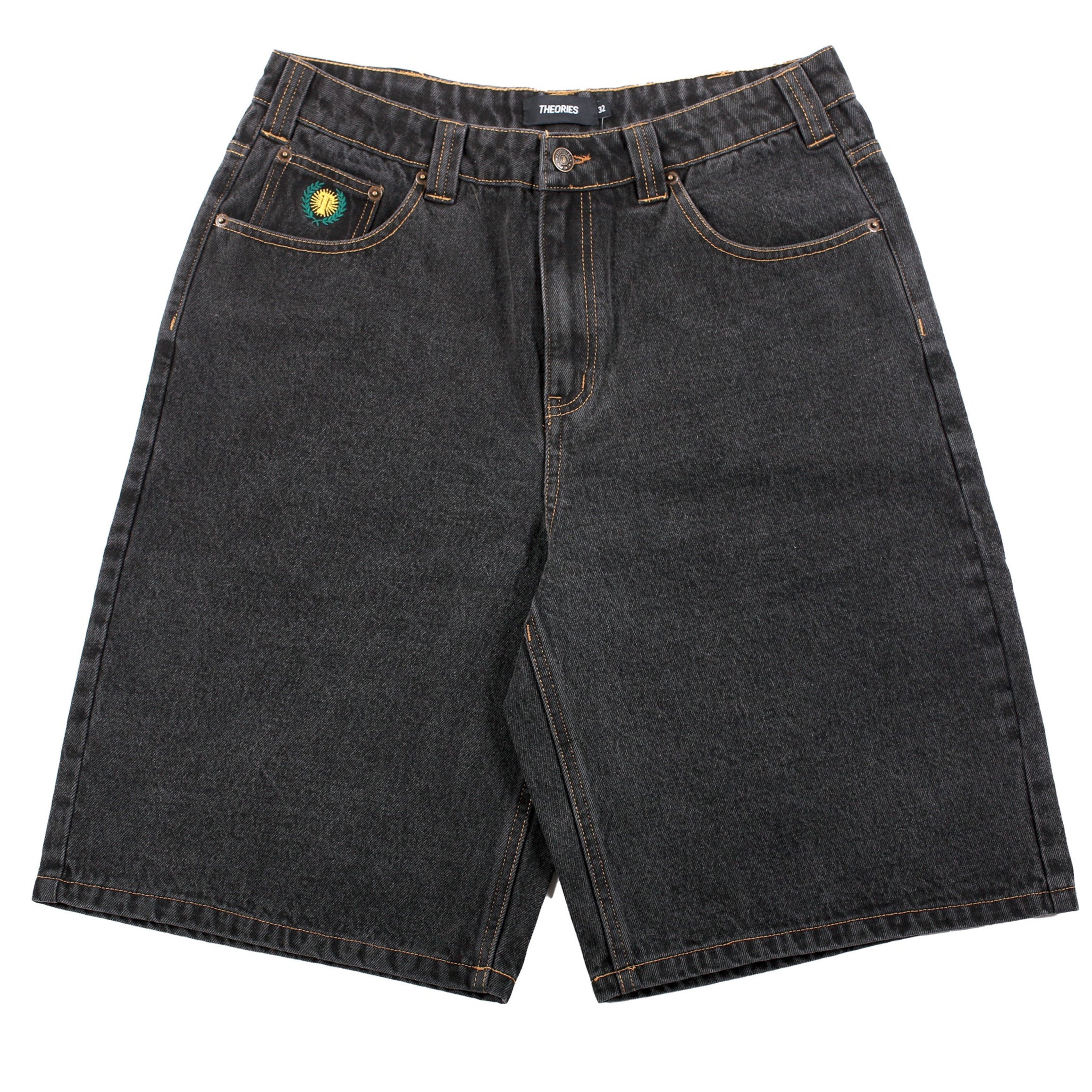 Black baggy denim shorts Clearance