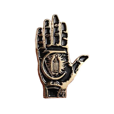Hand of Theories Enamel Pin front white background